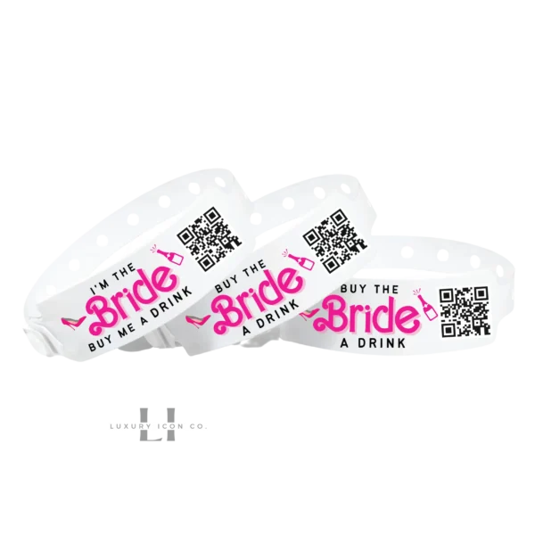 Barbie Bachelorette: 'Buy the Bride a Drink' Venmo Party White Wristbands by Luxury Icon Co.