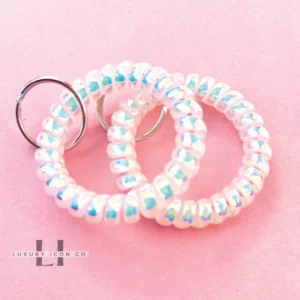 White Iridescent Wristband - White Coil Bracelet