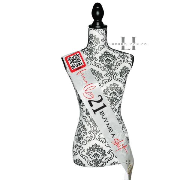 Finally 21 Buy Me a Shot Birthday Sash with QR code. By Luxury Icon Co.