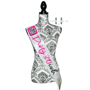 Dirty 30 Birthday Sash with QR code. By Luxury Icon Co.
