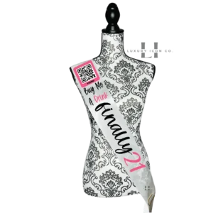 Finally 21 Buy Me A Drink Sash with QR code.By Luxury Icon Co.