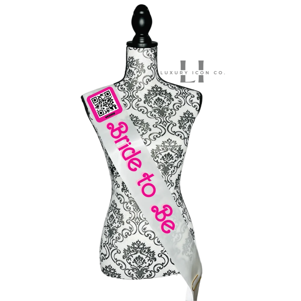 Bride To Be Barbie Bachelorette Party Sash - Scannable QR Code - Luxury ...