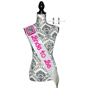 Bride to Be Barbie Bachelorette Party Sash with QR code. by Luxury Icon Co.