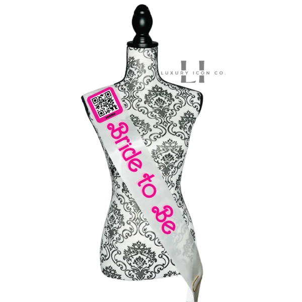 Bride to Be Barbie Bachelorette Party Sash with QR code. by Luxury Icon Co.