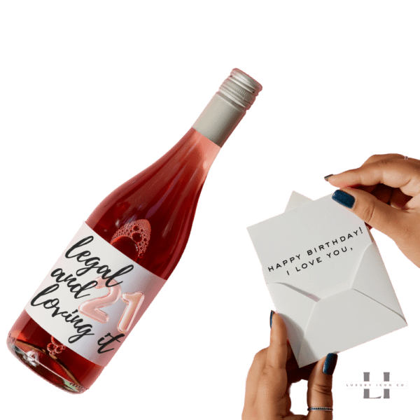 Legal and Loving it 21st Birthday Wine Label Rose gold