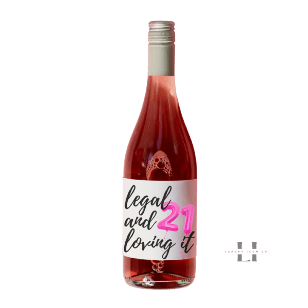 Legal and Loving it 21st Birthday Wine Label Pink