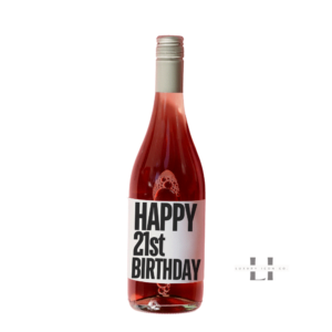 Happy 21st Birthday wine label
