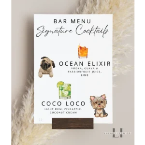 Customizable Pet Cocktail Sign for Weddings