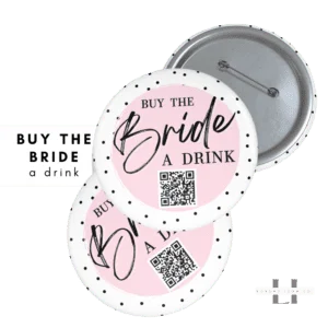 Cheers to Fun: 3" Pink and White Polkadot Button – Let's Buy the Bride a Drink